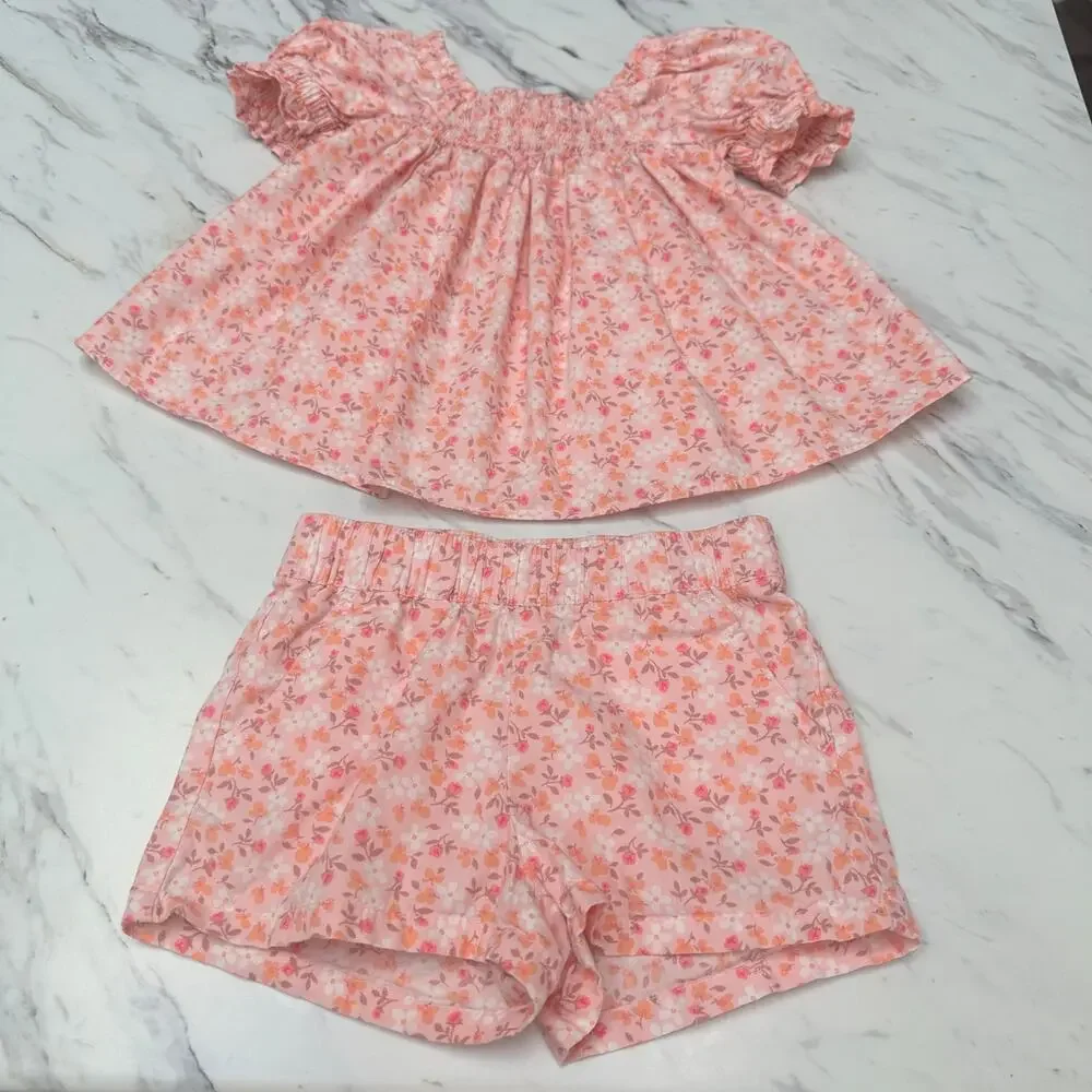 Toddler Girl 2T Bundle of 2 Outfits Cat & Jack Tahari Crop Top Short Floral EUC - Picture 3 of 11
